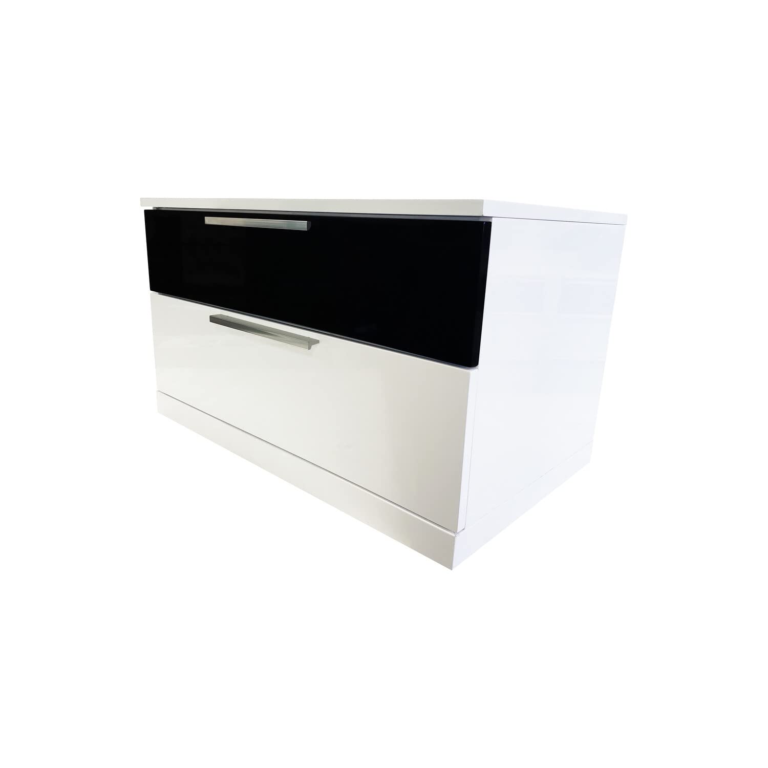 Best Master Bahamas 2-Drawer Poplar Wood Bedroom Nightstand In Black/White